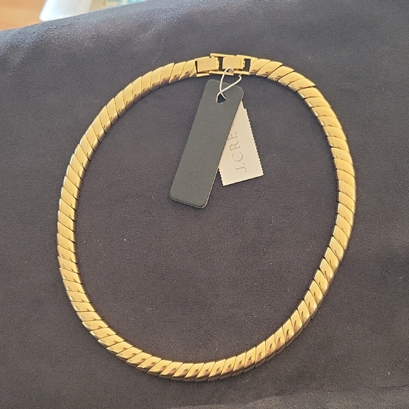 J. Crew  Snake Chain Collar Necklace In Shiny Matte Gold - Picture 2 of 7